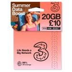 £10 CREDIT Three UK Network Supercharged Sim Card - PAY AS YOU GO - NO CONTRACT